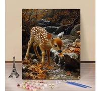 Painting by Numbers for Adults Deer Paint by Numbers Kits Fallsen Leaves, Adult Craft Kits Canvas Paintings Art Hobbies with Brushes & Acrylic Paints for Home Wall Decor 50x80cm Without Frame 8-421AL