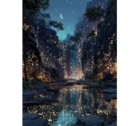 Painting by Numbers for Adults Fall Paint by Numbers Kits Moon, Retro DIY Canvas Oil Paintings Kits Hobbies for Adults Crafts with Accessories for Home Wall Decor, Gifts 16x24in Without Frame 7-PJ27