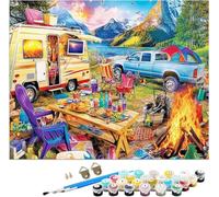 Painting by Numbers for Adults Forest Pattern, Landscape Paint by Numbers Canvas Kits Without Frame, DIY Color Acrylic Paintings with Brushes and Acrylic Paint Home Decor Gifts for Men 18x24IN, Model9