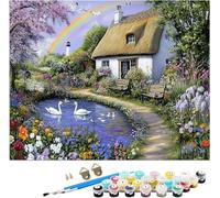 Painting by Numbers for Adults Garden Pattern, Landscape Paint by Numbers Canvas Kits Without Frame, DIY Color Acrylic Paintings with Brushes and Acrylic Paint, Home Decor, Gifts, 16x20INCH, Model27