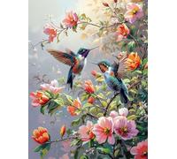 Painting by Numbers for Adults Hummingbird Paint by Numbers Kits Flower, DIY Hobbies for Adults Crafts for Beginners Canvas Oil Paintings Kits for Home Wall Decor, Gifts with Frame 100x135cm A-AX92