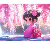 Painting by Numbers for Adults Japan, with Frame Canvas for Ages 6-12 Kids Paint by Numbers, Girl Canvas Oil Painting Kit for Kids or Beginner with Paint Brushes, for Home Wall Decor 80x60 cm Q-6717