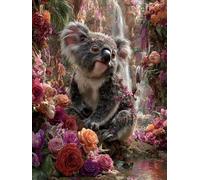 Painting by Numbers for Adults Koala Paint by Numbers Kits Flower, Retro DIY Hobbies for Adults Crafts for Beginners Canvas Oil Paintings Kits for Home Wall Decor, Gifts with Frame 80x100cm 1-3A18