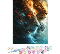 Painting by Numbers for Adults Lion Paint by Numbers Kits Leopard Craft Kit for Adults Retro DIY Kits Canvas Oil Paintings Art, Hobbies for Women for Home Wall Art, Gifts Without Frame 40x60cm K-938D