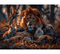 Painting by Numbers for Adults Lion, with Frame Canvas for Ages 6-12 Kids Paint by Numbers, Animal Canvas Oil Painting Kit for Kids or Beginner with Paint Brushes, for Home Wall Decor 50x40 cm Q-5204