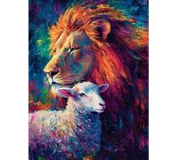 Painting by Numbers for Adults Lion, with Frame Canvas for Ages 6-12 Kids Paint by Numbers, Sheep Canvas Oil Painting Kit for Kids or Beginner with Paint Brushes, for Home Wall Decor 50x40 cm Q-3514