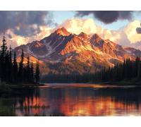 Painting by Numbers for Adults Mountain, with Frame Canvas for Ages 6-12 Kids Paint by Numbers, DIY Lake Canvas Oil Painting Kit for Kids or Beginner with Paint Brushes, for Home Decor 80x60 cm Q-8387