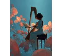 Painting by Numbers for Adults Music Paint by Numbers Kits Jellyfish, DIY Canvas Oil Paintings Kits Hobbies for Adults Crafts with Accessories for Home Wall Decor, Gifts 24x35in Without Frame 0-B859