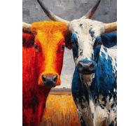 Painting by Numbers for Adults Ox Paint by Numbers Kits Animal, Retro DIY Canvas Oil Paintings Kits Hobbies for Adults Crafts with Accessories for Home Wall Decor, Gifts 16x24in Without Frame C-7R69