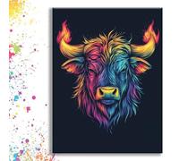 Painting by Numbers for Adults, Paint by Numbers Abstract Ox Pattern Painting Kit, Hobbies for Adults Women, with Paintbrushes Acrylic Paints, Room Decor, Gifts for Women 40x50cm (Frameless) z1s-737