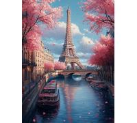 Painting by Numbers for Adults Paris Paint by Numbers Canvas Kits Flower Craft Paintings DIY Kits for Adults Oil Art with Brush and Acrylic Paints for Home Wall Decor, Gifts 80x120cm Frameless 3-2F87