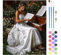 Painting by Numbers for Adults Piano Pattern, Woman Paint by Numbers Canvas Kits Without Frame, DIY Color Acrylic Paintings with Brushes and Acrylic Paint, Home Decor Gifts for Men 40x60INCH, Model777