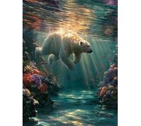 Painting by Numbers for Adults Polar Bears Paint by Numbers Kits Ocean, DIY Canvas Oil Paintings Kits Hobbies for Adults Crafts with Accessories for Home Wall Decor, Gifts 12x16in Without Frame 5-JE70