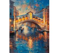 Painting by Numbers for Adults River Paint by Numbers Kits Venice, DIY Hobbies for Adults Crafts for Beginners Canvas Oil Paintings Kits with Accessories for Home Wall DecorWith Frame 60x80cm Y-3M18