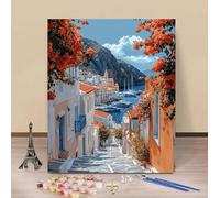 Painting by Numbers for Adults Sea Paint by Numbers Kits Street, DIY Hobbies for Adults Crafts, Canvas Oil Paintings Art Kits with Accessories for Home Wall Decor, Gifts Without Frame 40x60cm W-Z188Z