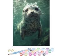 Painting by Numbers for Adults Seal Paint by Numbers Kits Sea Craft Kit for Adults DIY Kits Canvas Oil Paintings Art, Hobbies for Women With Accessories for Home Wall Art Without Frame 70x100cm W-K83D