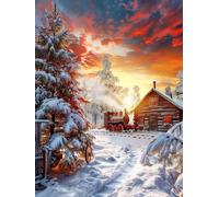 Painting by Numbers for Adults Snow Paint by Numbers Kits Winter, DIY Canvas Oil Paintings Kits Hobbies for Adults Crafts with Accessories for Home Wall Decor, Gifts 24x35in Without Frame N-6N89