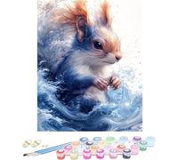 Painting by Numbers for Adults Squirrel Paint by Numbers Kits Animal Craft Kit for Adults DIY Kits Canvas Oil Paintings Art, Hobbies for Women for Home Wall Art, Gifts Without Frame 50x80cm S-D24P