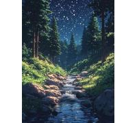 Painting by Numbers for Adults Starry Sky Paint by Number River Painting Kits for Adults Retro DIY Canvas Oil Craft Kits Art, Hobbies for Women for Home Wall Art, Gifts 60x90cm Without Frame 7-G011