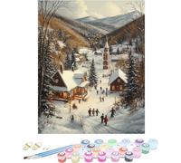 Painting by Numbers for Adults Winter Paint by Numbers Kits Landscape Craft Kit for Adults DIY Kits Canvas Oil Paintings Art, Hobbies for Women for Home Wall Art, Gifts Without Frame 60x90cm 9-J82O