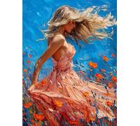 Painting by Numbers for Adults Woman Paint by Numbers Kits Flower, Retro DIY Hobbies for Adults Crafts for Beginners Canvas Oil Paintings Kits for Home Wall Decor, Gifts with Frame 100x135cm 1-ON32