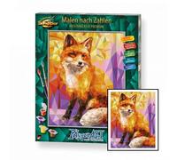 Schipper 609130863 Paint by Numbers Polygon Art Fox Painting Pictures for Adults Including Brush and Acrylic Paints 40 x 50 cm
