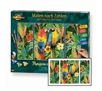Schipper 609260853 Painting by Numbers - Papagaien in the Rainforest Painting for Adults Including Brush and Acrylic Paints Triptych 50 x 80 cm