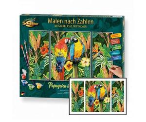 Painting By Numbers Schipper - Parrots In The Rain Forest, Triptych 609260853