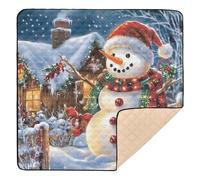 Painting Christmas Snowman Baby Play Mat for Floor, 50x50 inch Playpen Mat,Thicken Soft Non-Slip Tummy Time Mat for Toddlers and Infants