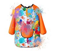 Painting Coat For Painting Aprons | Waterproof Long Sleeve Painting Apron For | Polyester Art Coat For Water Play Kitchen Craft Painting, Extra wide orange sleeves [height 140-160cm], Se référer au