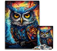 Painting Color Animal Owl JigsawPuzzle 1000 Pieces for Adults Wooden Puzzles Challenging Brain Teaser for Teenagers Family Game Night Fun 1000 PCS(75x50cm)