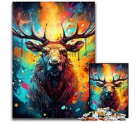 Painting Color Moose Puzzles 1000 Pieces for Adults PaperJigsaw Perfect for Family Gatherings Birthdays Holidays 1000 PCS(38x26cm)