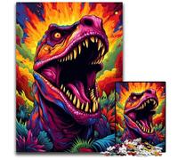 Painting Colorful Art Dinosaur 1000 Piece Jigsaw Difficult Puzzles for Adults Birthday Gift Idea Challenging Brain Teaser Game 1000 PCS(38x26cm)