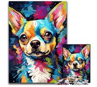 Painting Colorful Chihuahua Dog Art 1000 Piece Jigsaw Difficult Puzzles for Adults Birthday Gift Idea Challenging Brain Teaser Game 1000 PCS(75x50cm)
