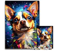 Painting Colorful Chihuahua Dog Art 1000 Pieces Puzzles for Adults Wooden Jigsaw Puzzles for Adults Challenging Brain Teaser Relaxing Toy for Teenagers 1000 PCS(75x50cm)