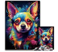Painting Colorful Chihuahua Dog Art Jigsaw Puzzle 1000 Pieces PaperPuzzles Family Interactive Game Craft Gift with Colorful Artwork 1000 PCS(38x26cm)