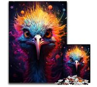 Painting Colorful Ostrich 1000 Piece Jigsaw Puzzles for Adults PaperJigsaw Puzzles for Adults for Teenager & Families Perfect DIY Decor & Brain Teasing Challenge 1000 PCS(38x26cm)