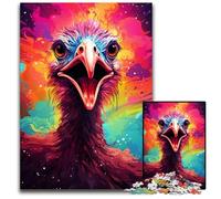 Painting Colorful Ostrich Jigsaws 1000 Pieces for Adults Wooden Jigsaw Puzzles Brain Challenge Game for Teenagers & Family Interaction 1000 PCS(75x50cm)