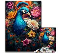 Painting Colorful Peacock 1000 Pieces Puzzles for Adults Wooden Jigsaw Puzzles for Adults Challenging Brain Teaser Relaxing Toy for Teenagers 1000 PCS(75x50cm)