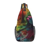 Painting Colorful Printed Sling Bag Crossbody Backpack for Men Women, Versatile Casual Shoulder Chest Bag for Running Hiking Cycling Travel Work
