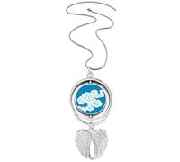 Painting Culture White Cloud Pendant Angel Wings Rotating Necklace Jewelry