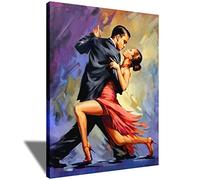 Painting Dance Posters Vintage Tango Home Decoration Wall Art with Hook Ready to Hang Dancer in Red and Black Suits Wall Art for Kitchen(16"x24")