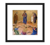 Painting Duccio Siena Cathedral Altar Temptation Christ 8X8 Inch Square Wooden Framed Wall Art Print Picture with Mount Artery8 Black One Size