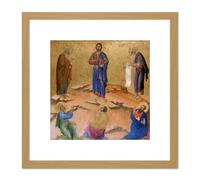 Painting Duccio Siena Cathedral Altar Temptation Christ 8X8 Inch Square Wooden Framed Wall Art Print Picture with Mount Artery8 Light Oak One Size