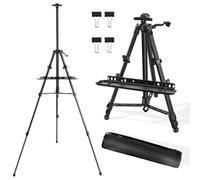 Painting Easel for Adults with Tray & Hook - Adjustable Height 45-157 cm, Portable Folding Design Aluminium Tripod for Artists, Students & Display (Black)