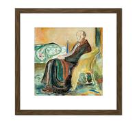 Painting Edvard Munch Self Portrait With The Spanish Flu 1919 8X8 Inch Square Wooden Framed Wall Art Print Picture with Mount Artery8 Brown One Size