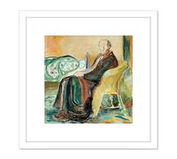 Painting Edvard Munch Self Portrait With The Spanish Flu 1919 8X8 Inch Square Wooden Framed Wall Art Print Picture with Mount Artery8 White One Size