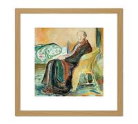 Painting Edvard Munch Self Portrait With The Spanish Flu 1919 8X8 Inch Square Wooden Framed Wall Art Print Picture with Mount Artery8 Light Oak One Size