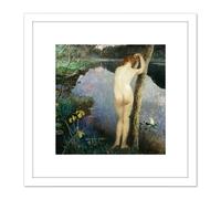Painting Eilif Peterssen Nocturne Picture 8X8 Inch Square Wooden Framed Wall Art Print Picture with Mount Artery8 White One Size