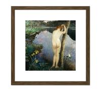 Painting Eilif Peterssen Nocturne Picture 8X8 Inch Square Wooden Framed Wall Art Print Picture with Mount Artery8 Brown One Size